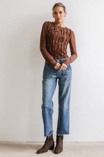 Marie Sheer Top in Brown - FINAL SALE