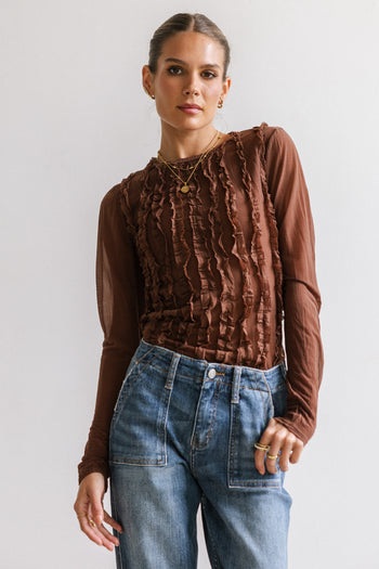 Marie Sheer Top in Brown - FINAL SALE