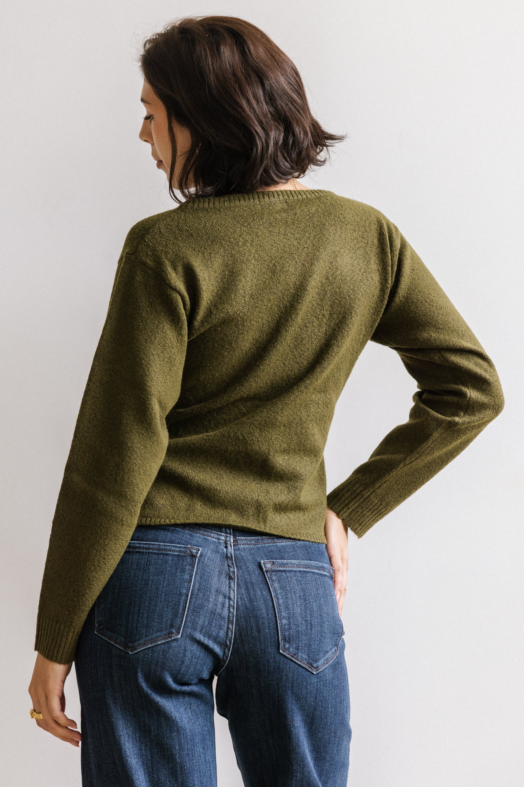 Jerzey Asymmetrical Sweater in Olive - FINAL SALE