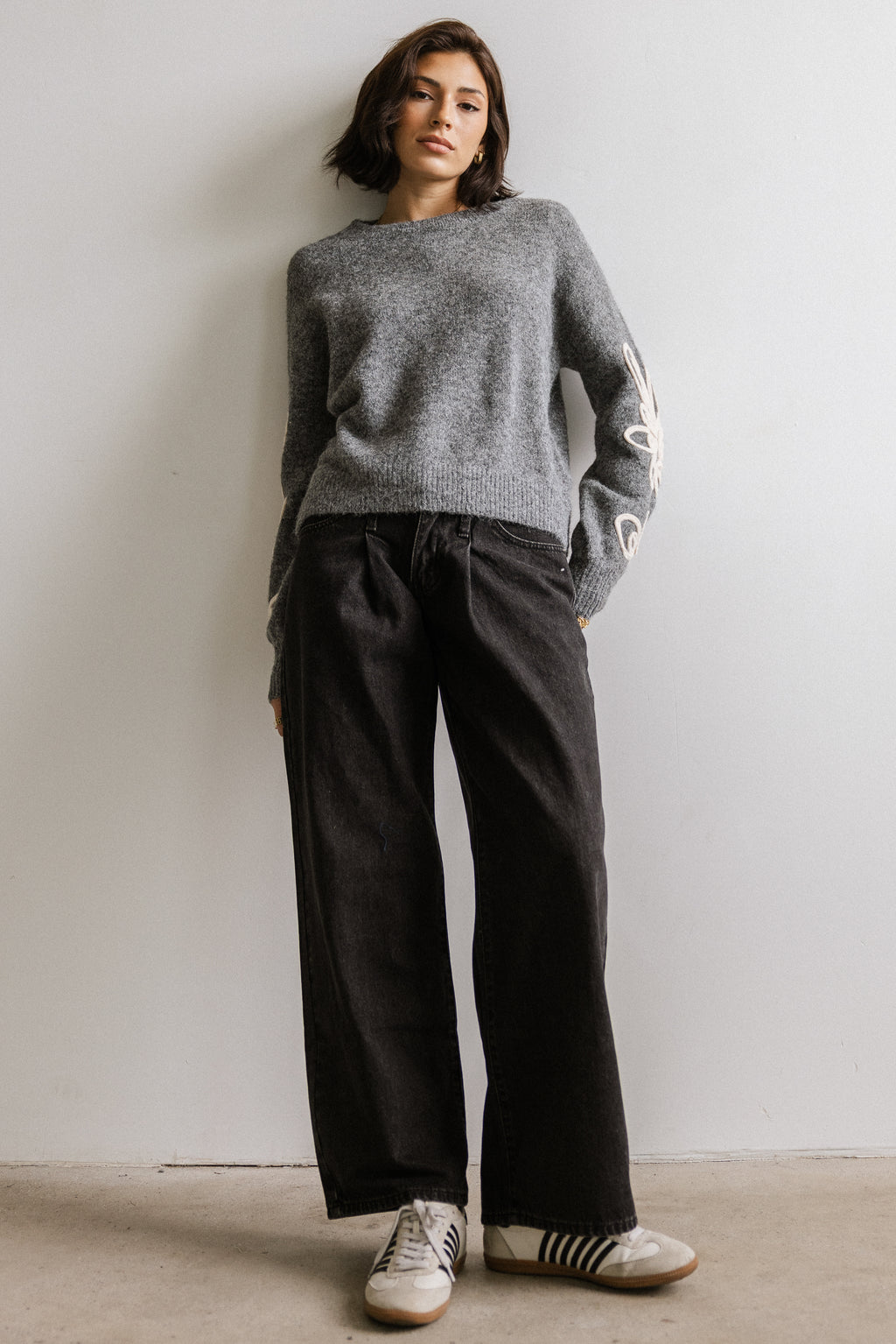 Arabella Wide Leg Jeans in Washed Black