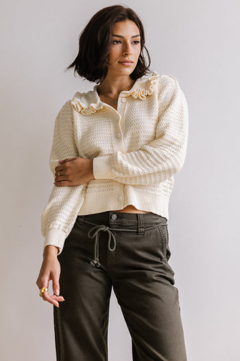 Maureen Collared Cardigan in Oatmeal