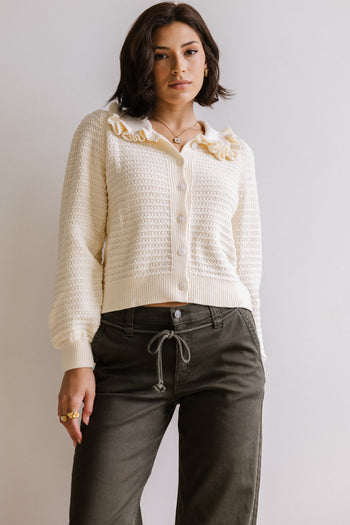 Maureen Collared Cardigan in Oatmeal