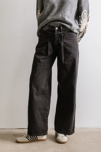 Arabella Wide Leg Jeans in Washed Black