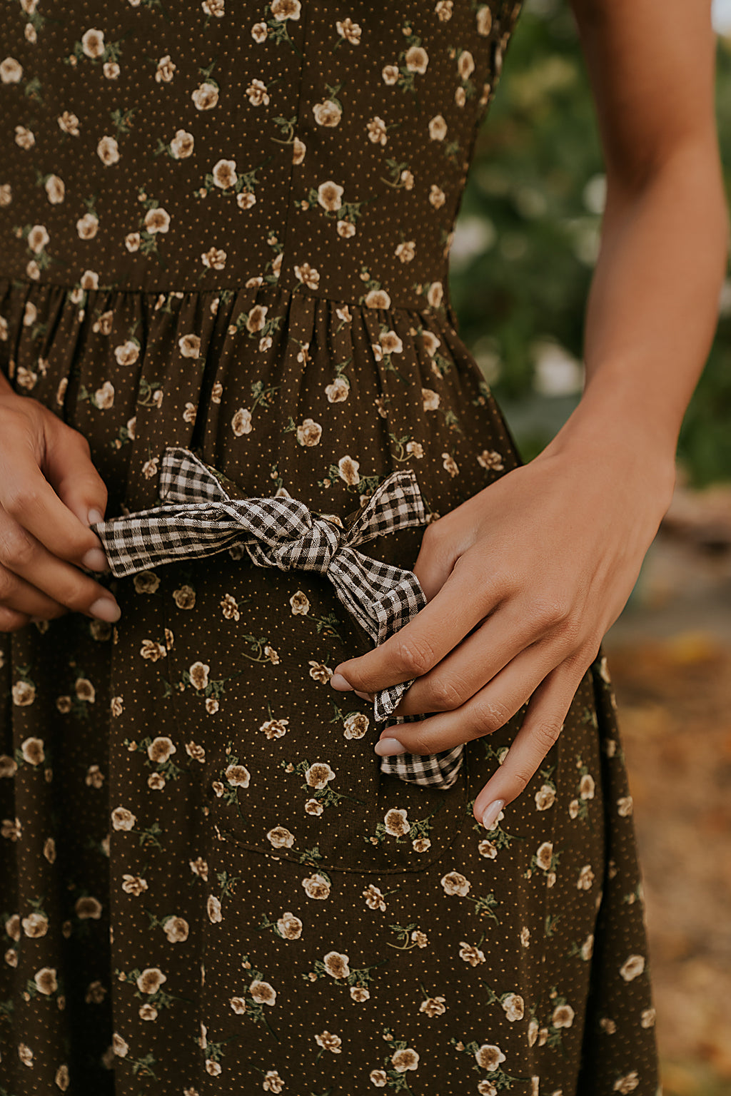brown floral maxi dress Rebecca Floral Maxi Dress