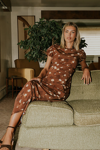 Ellianna Floral Maxi Dress in Brown