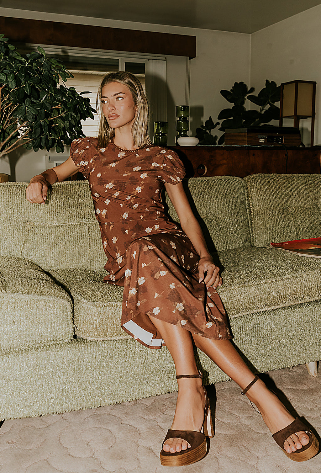 Ellianna Floral Maxi Dress in Brown