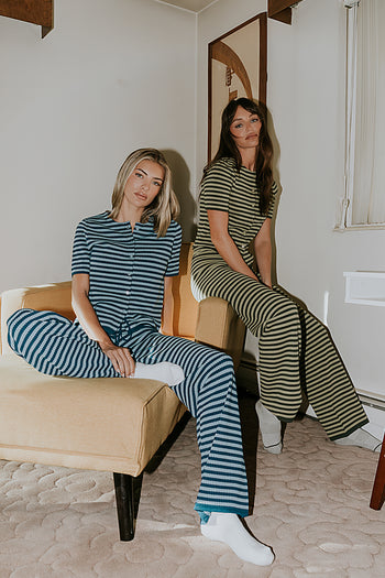 Ireland Striped Wide Leg Pants in Green