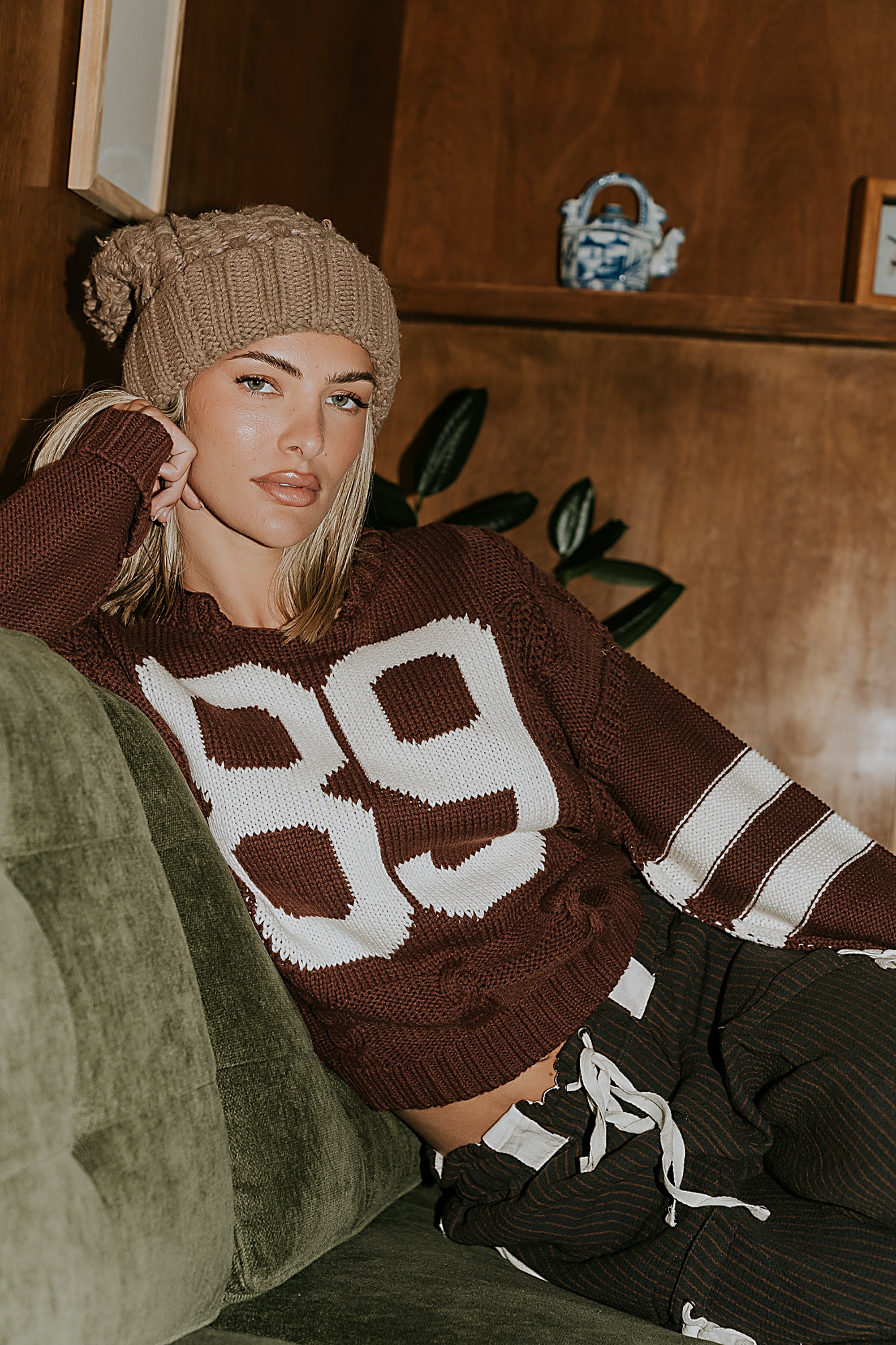 Route Cable Knit Sweater in Red-Brown - FINAL SALE