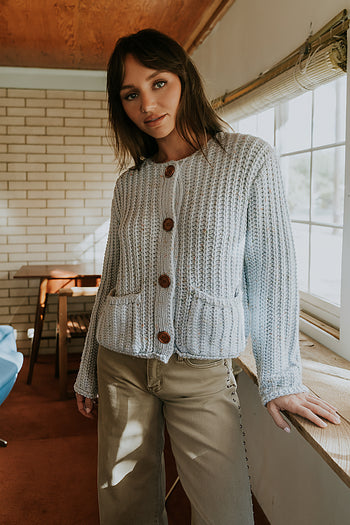 Holland Chunky Knit Cardigan in Blue - FINAL SALE