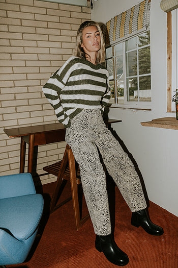 Beckam Striped Sweater in Olive - FINAL SALE