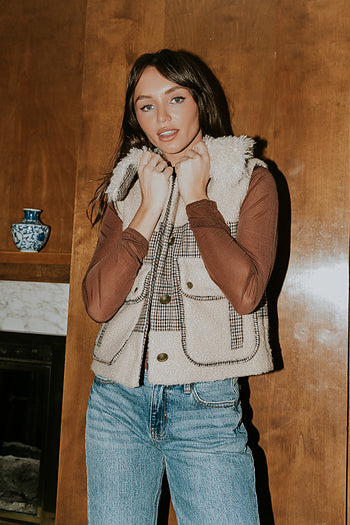 Liv Sherpa Vest in Taupe - FINAL SALE
