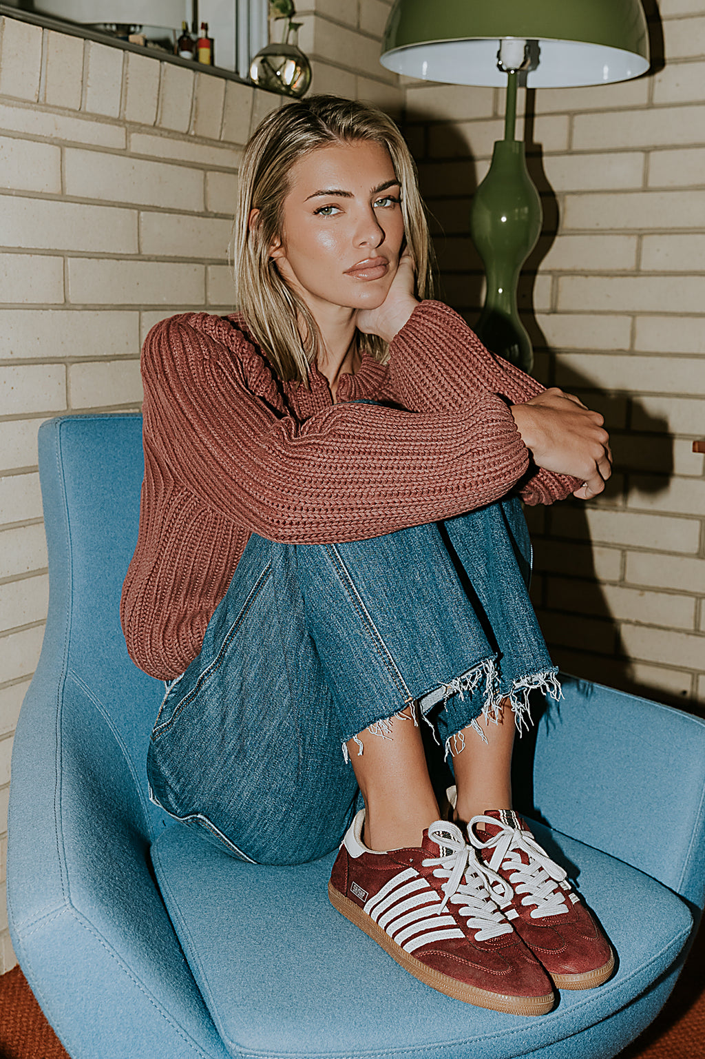 Stevie Striped Sneaker in Wine