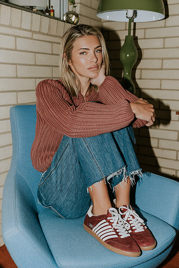 Stevie Striped Sneaker in Wine