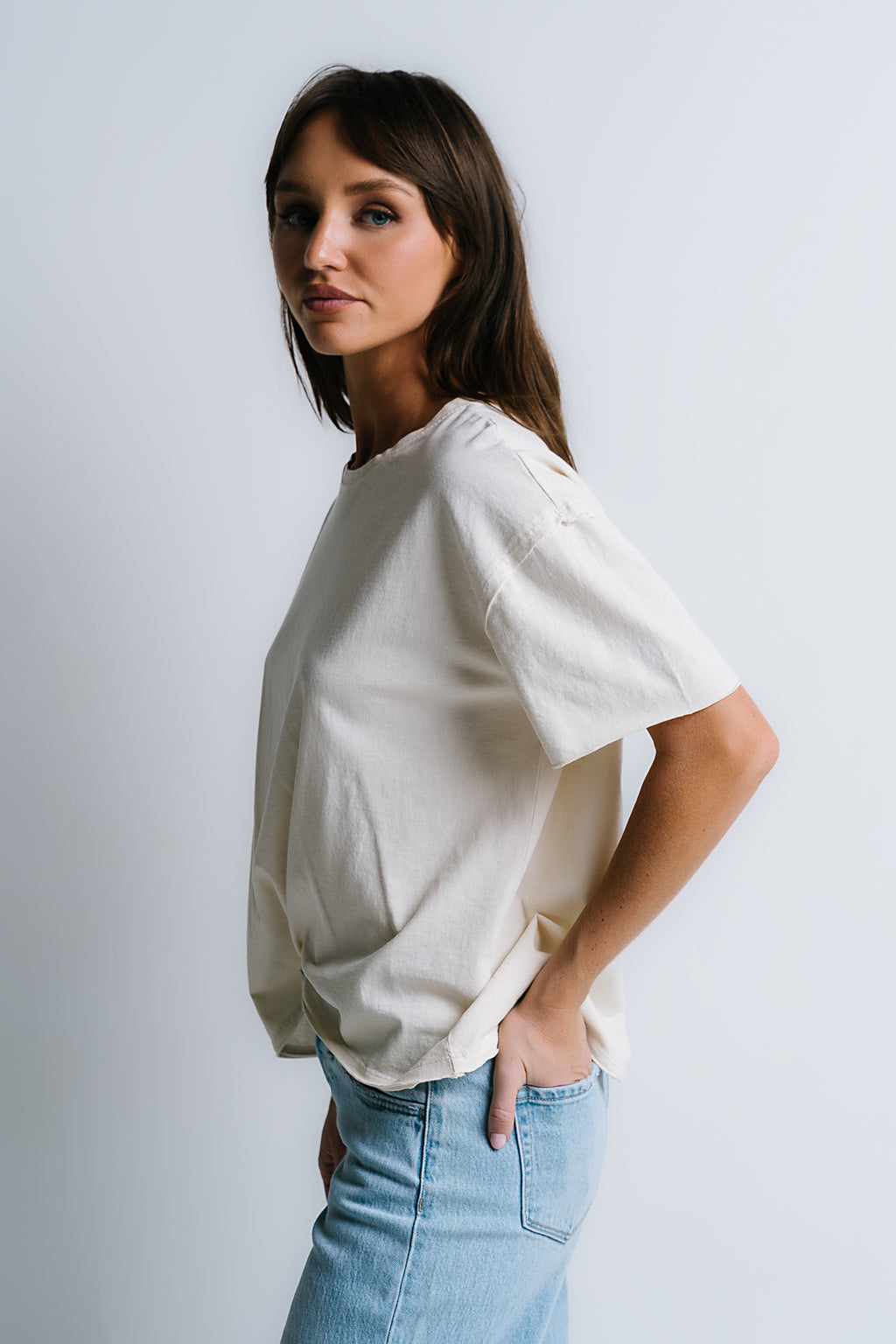 Abby Oversized Tee in Ecru - FINAL SALE