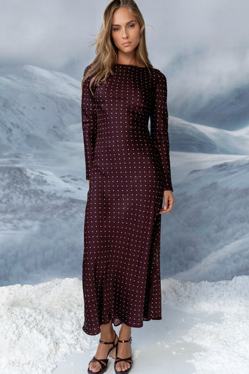Melody Ultra Maxi Dress in Burgundy