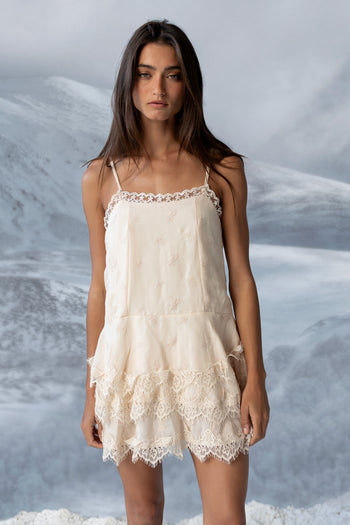 Lewis Lace Mini Dress in Cream