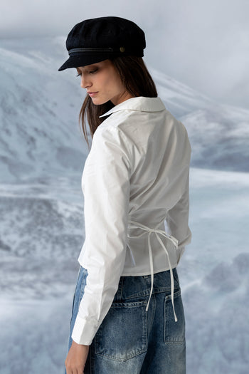 Brecken Pleated Button Up in White