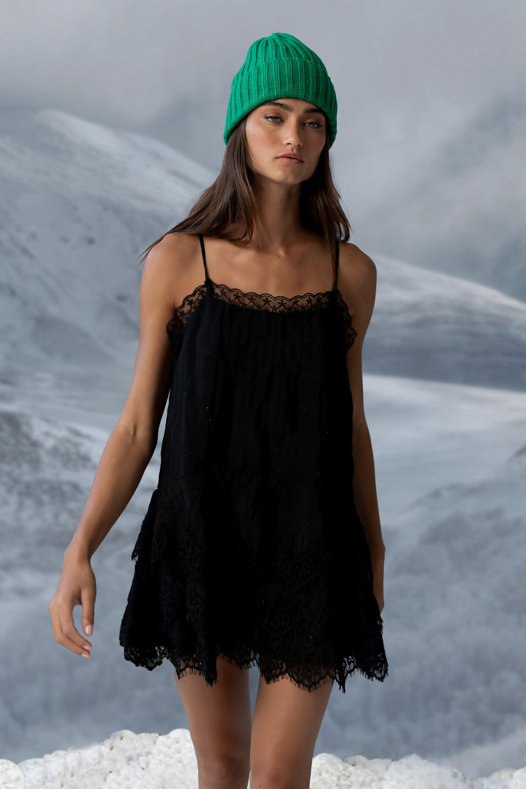 Lewis Lace Mini Dress in Black