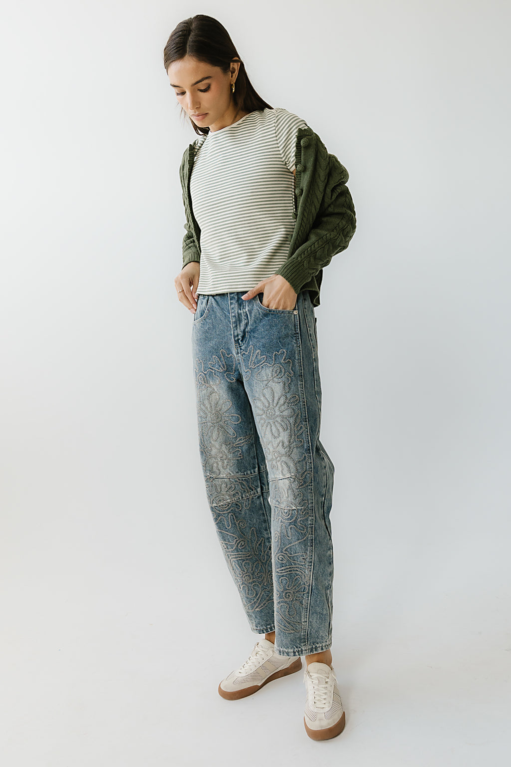 Marcie Striped Tee in Green