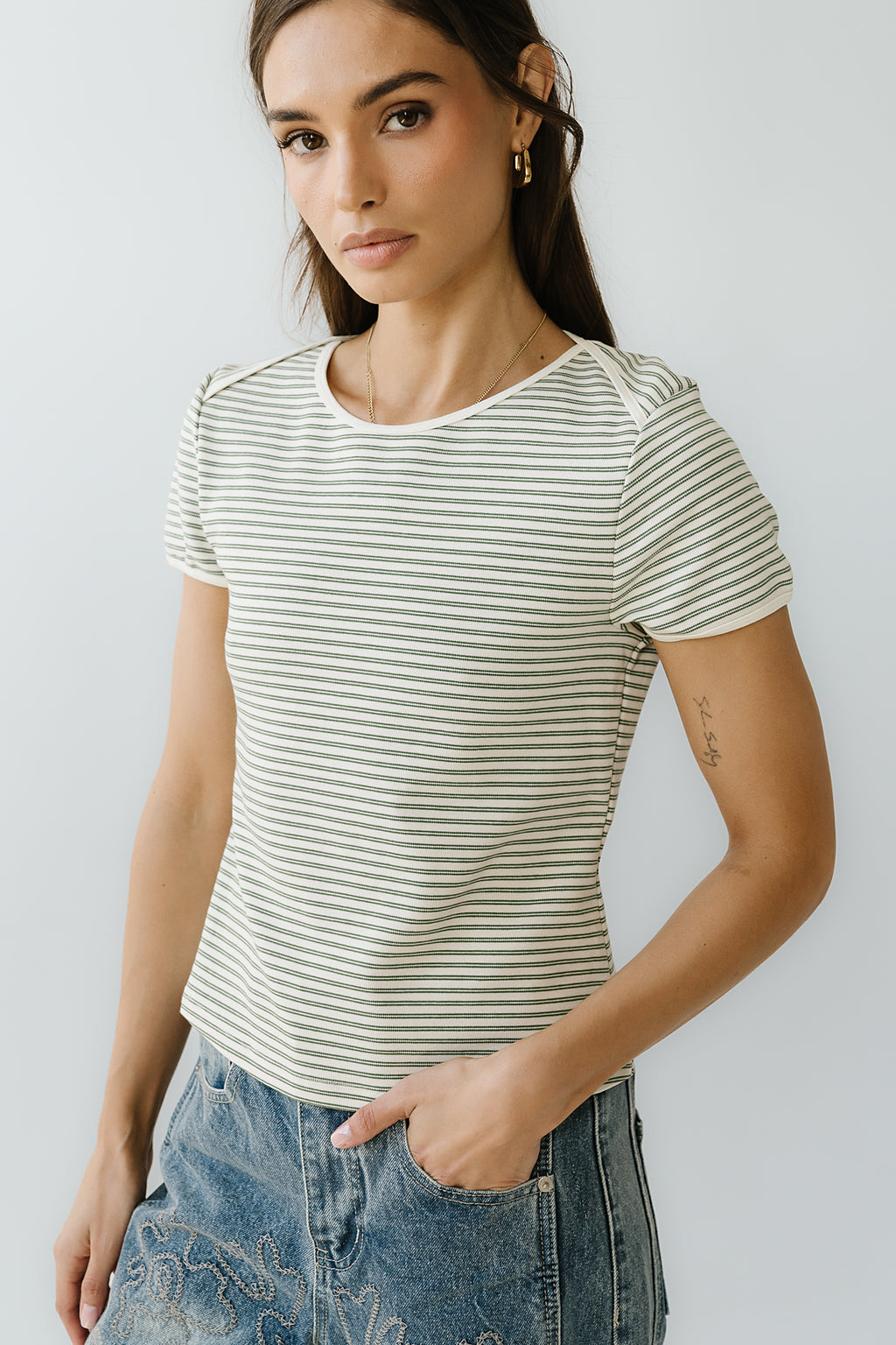 Marcie Striped Tee in Green