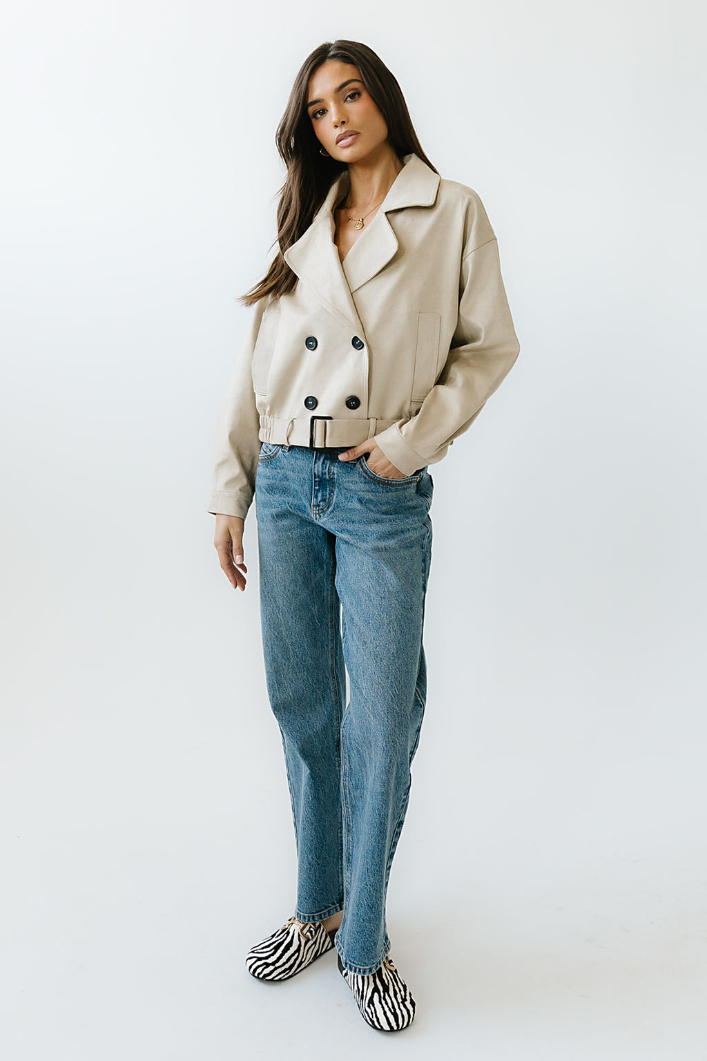 Jane Suede Cropped Trench Coat - FINAL SALE