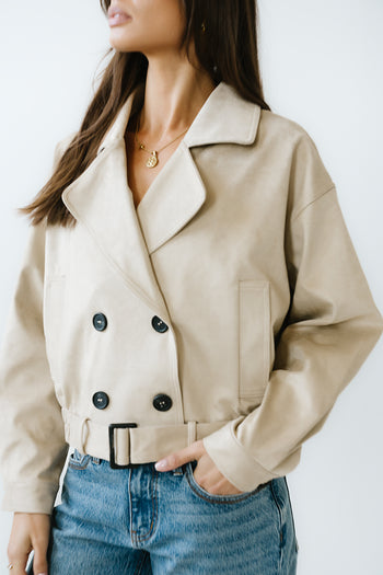 Jane Suede Cropped Trench Coat - FINAL SALE