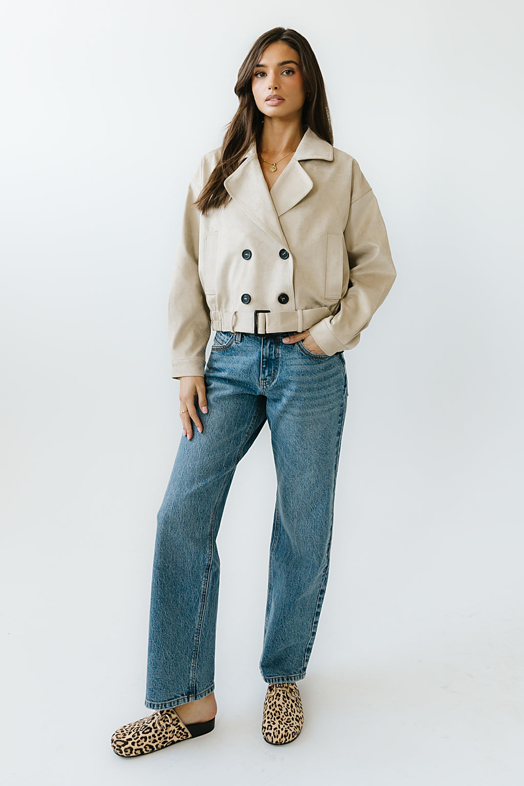 Jane Suede Cropped Trench Coat - FINAL SALE