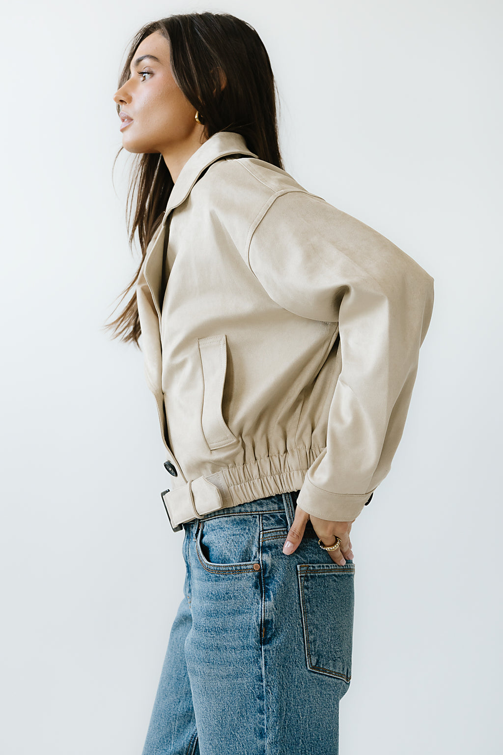 Jane Suede Cropped Trench Coat - FINAL SALE