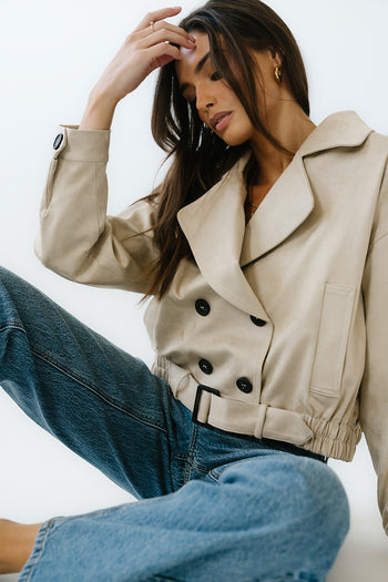 Jane Suede Cropped Trench Coat - FINAL SALE