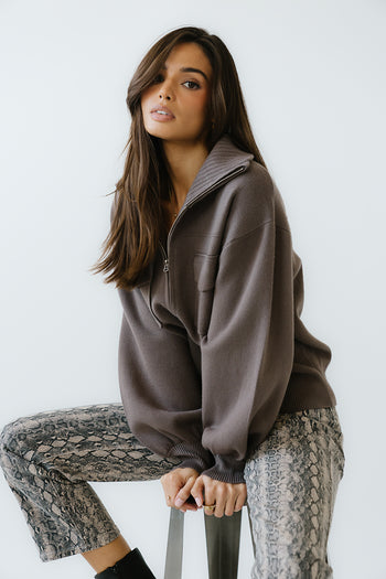 Markus Knit Bomber Jacket in Mocha - FINAL SALE