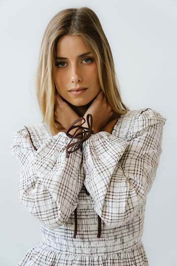 Vale Smocked Blouse in Mocha - FINAL SALE