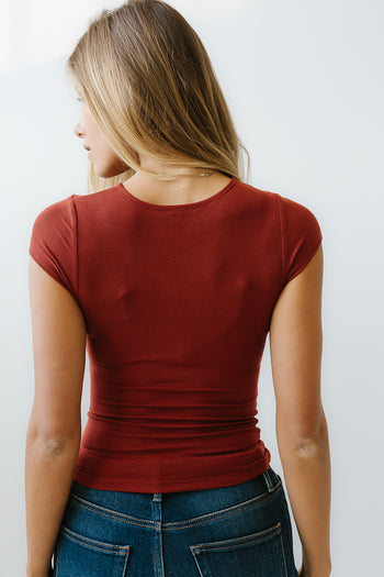 Leslie Cutout Top in Brick - FINAL SALE