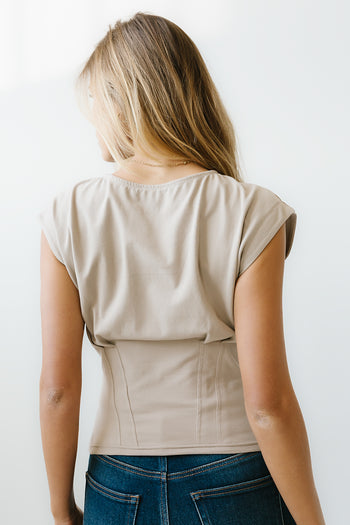 Tam Pleated Top in Taupe