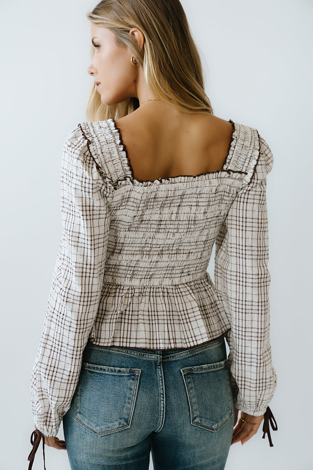 Vale Smocked Blouse in Mocha - FINAL SALE