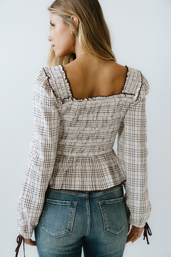 Vale Smocked Blouse in Mocha - FINAL SALE