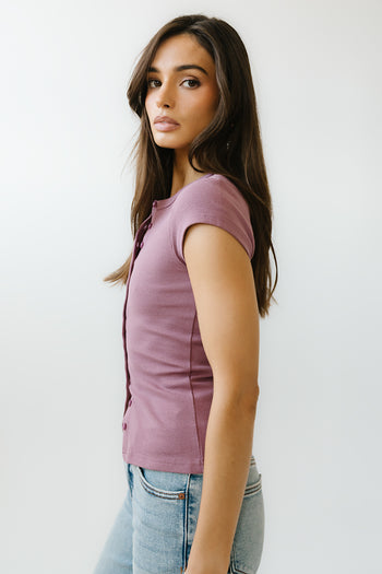 Vestia Button Up Tee in Mauve