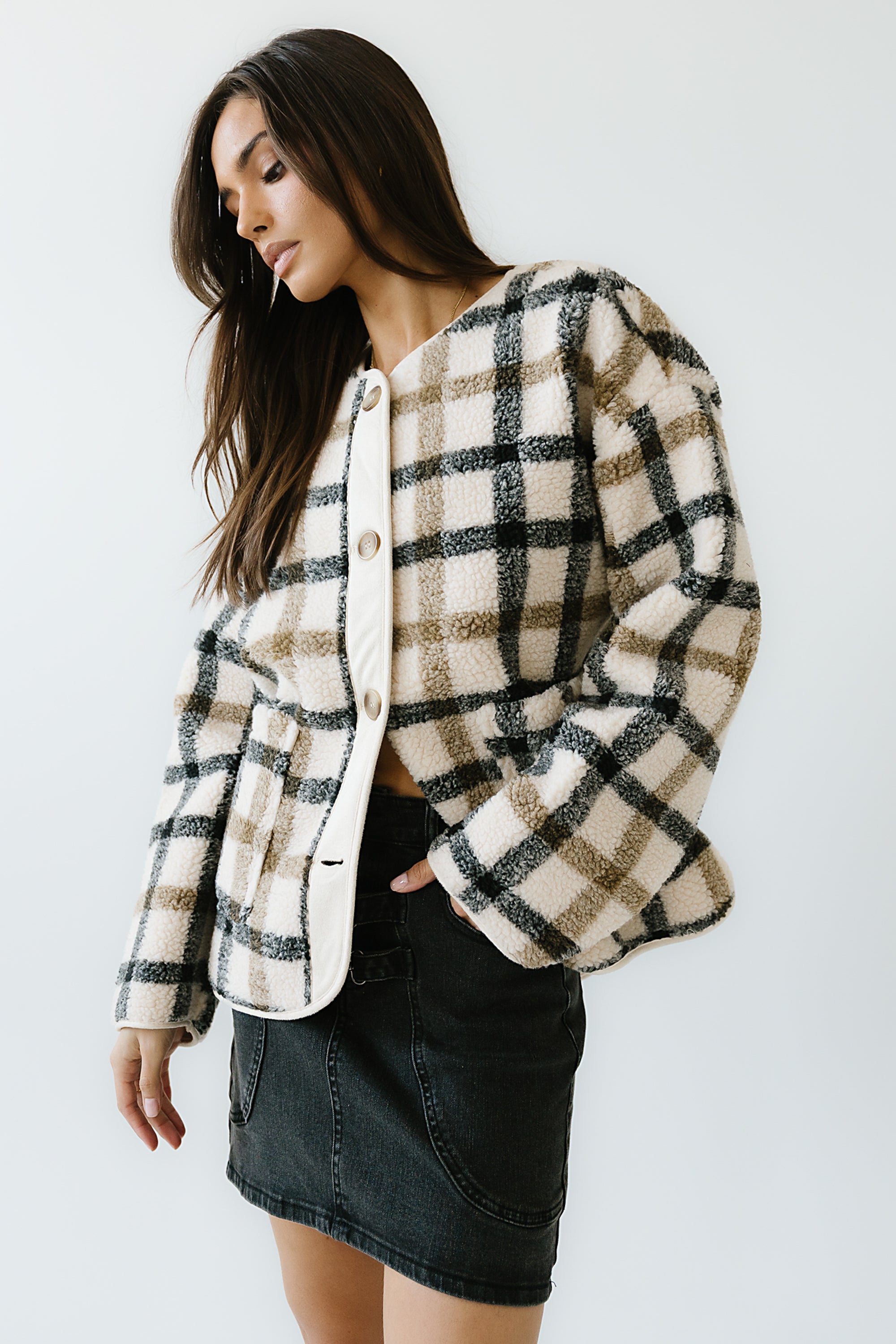 Jasper Gingham Sherpa Jacket - FINAL SALE