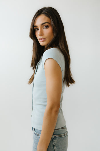 Vestia Button Up Tee in Light Blue