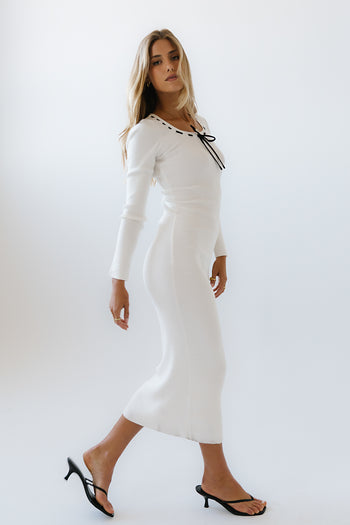 Janet Ribbed Maxi Dress in Ivory