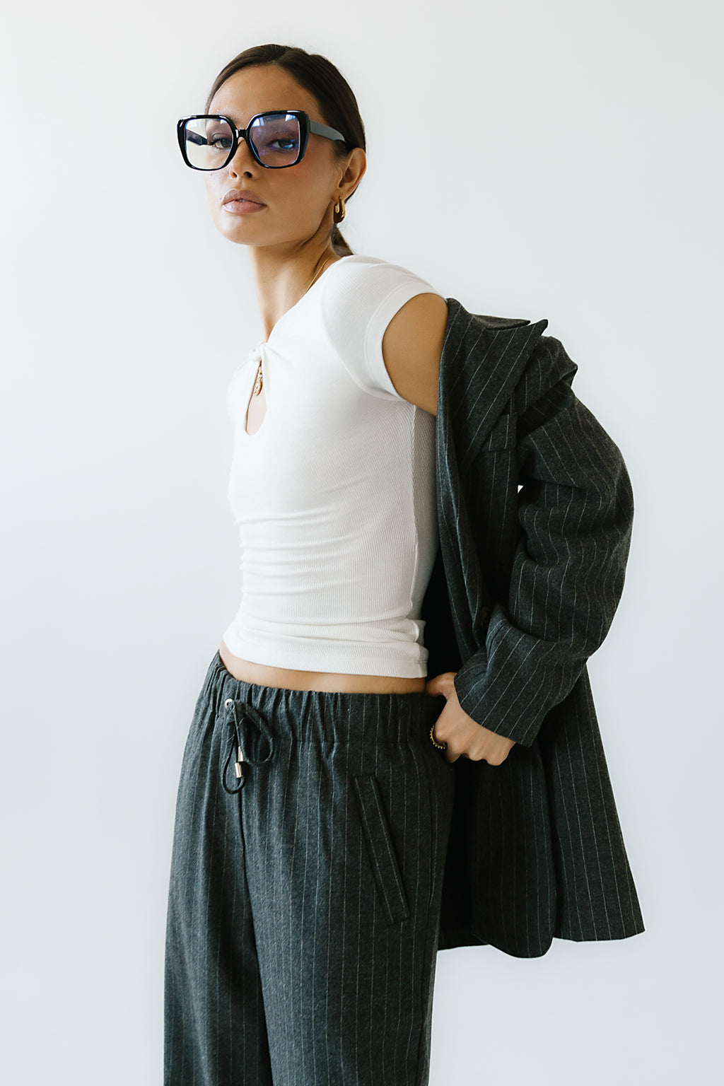Leslie Cutout Top in White - FINAL SALE