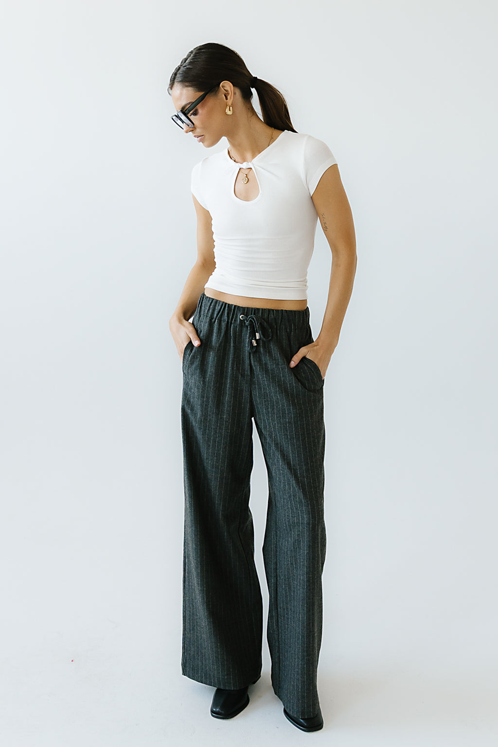 Leslie Cutout Top in White - FINAL SALE