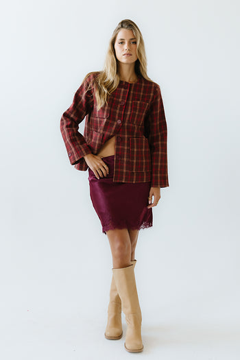 Harper Lace Trim Mini Skirt in Wine - FINAL SALE