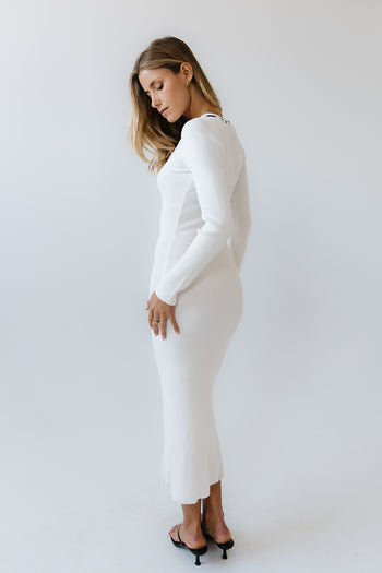 Janet Ribbed Maxi Dress in Ivory