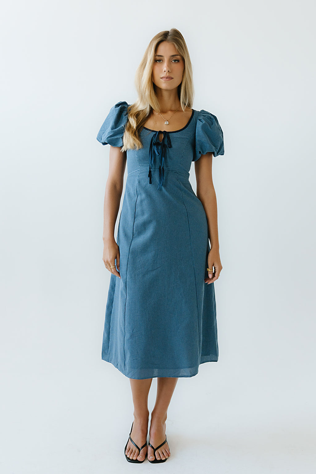 Elle Gingham Midi Dress