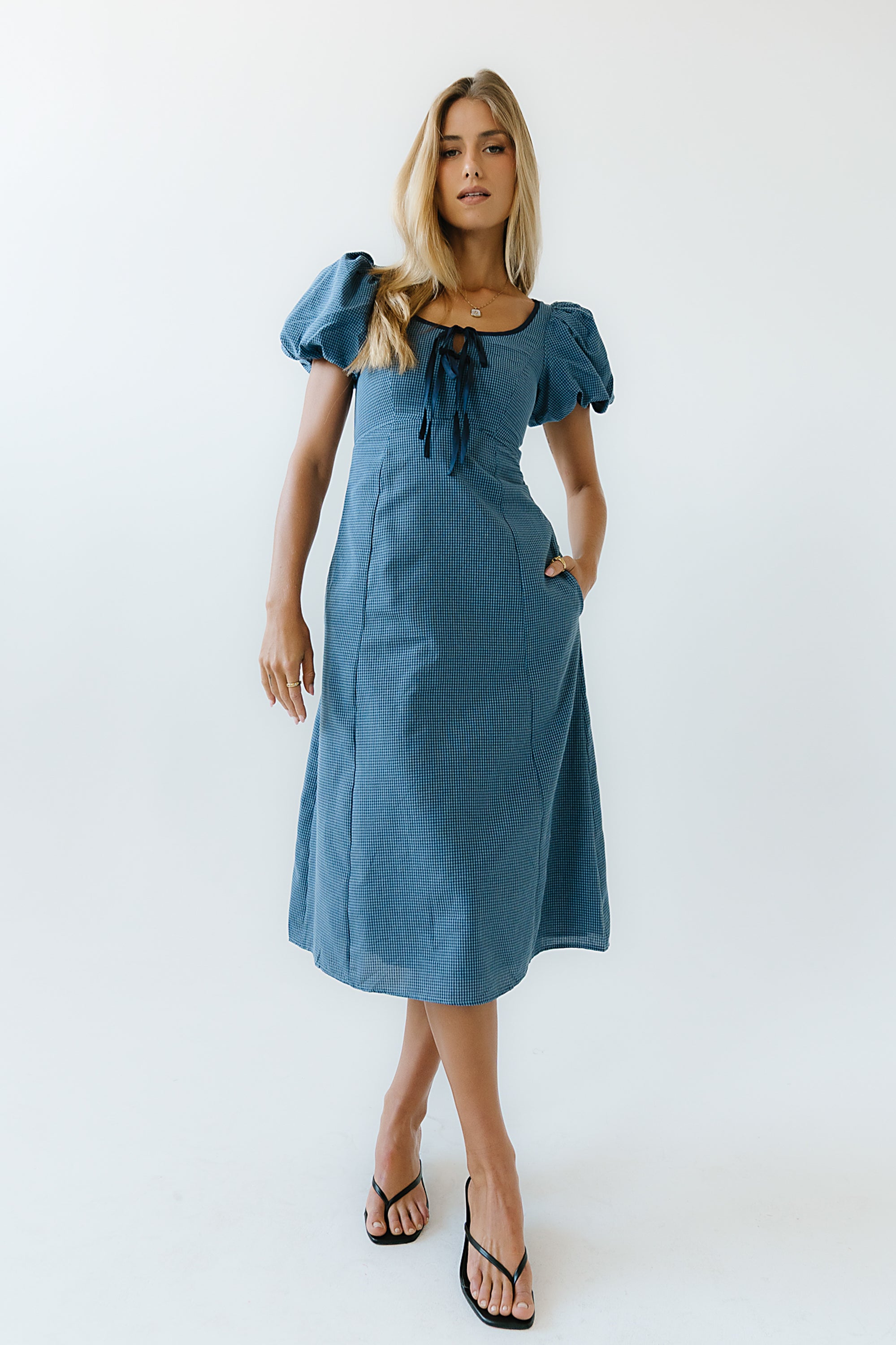 knee length dresses for ladies Elle Gingham Midi Dress
