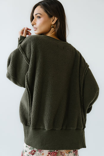 Moxie Oversized Sherpa Sweater in Olive - FINAL SALE