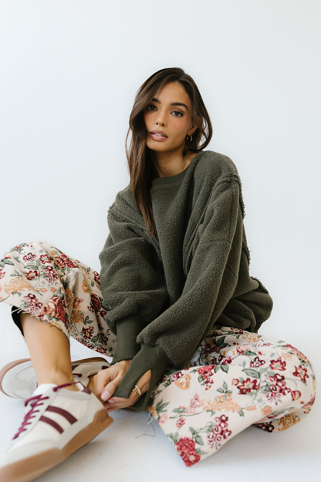 Moxie Oversized Sherpa Sweater in Olive - FINAL SALE