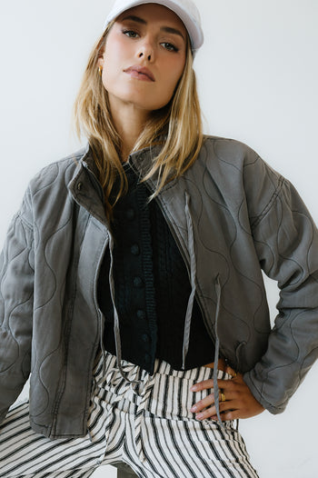 Quinn Quilted Jacket in Charcoal - FINAL SALE