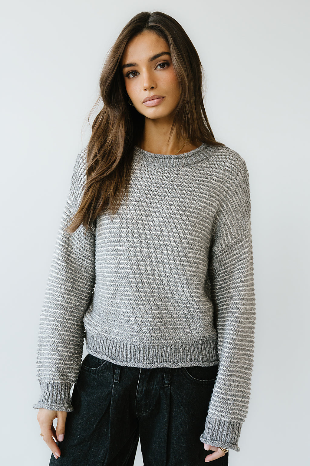 Tracey Striped Oversized Sweater in Grey - FINAL SALE