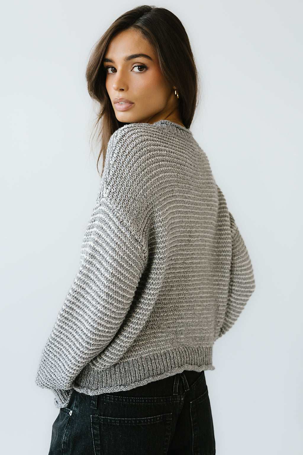 Tracey Striped Oversized Sweater in Grey - FINAL SALE